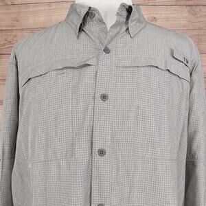 Habit Shirt Mens 2XL Gray Check Solar-Factor Fishing Vented UV Long Sleeve